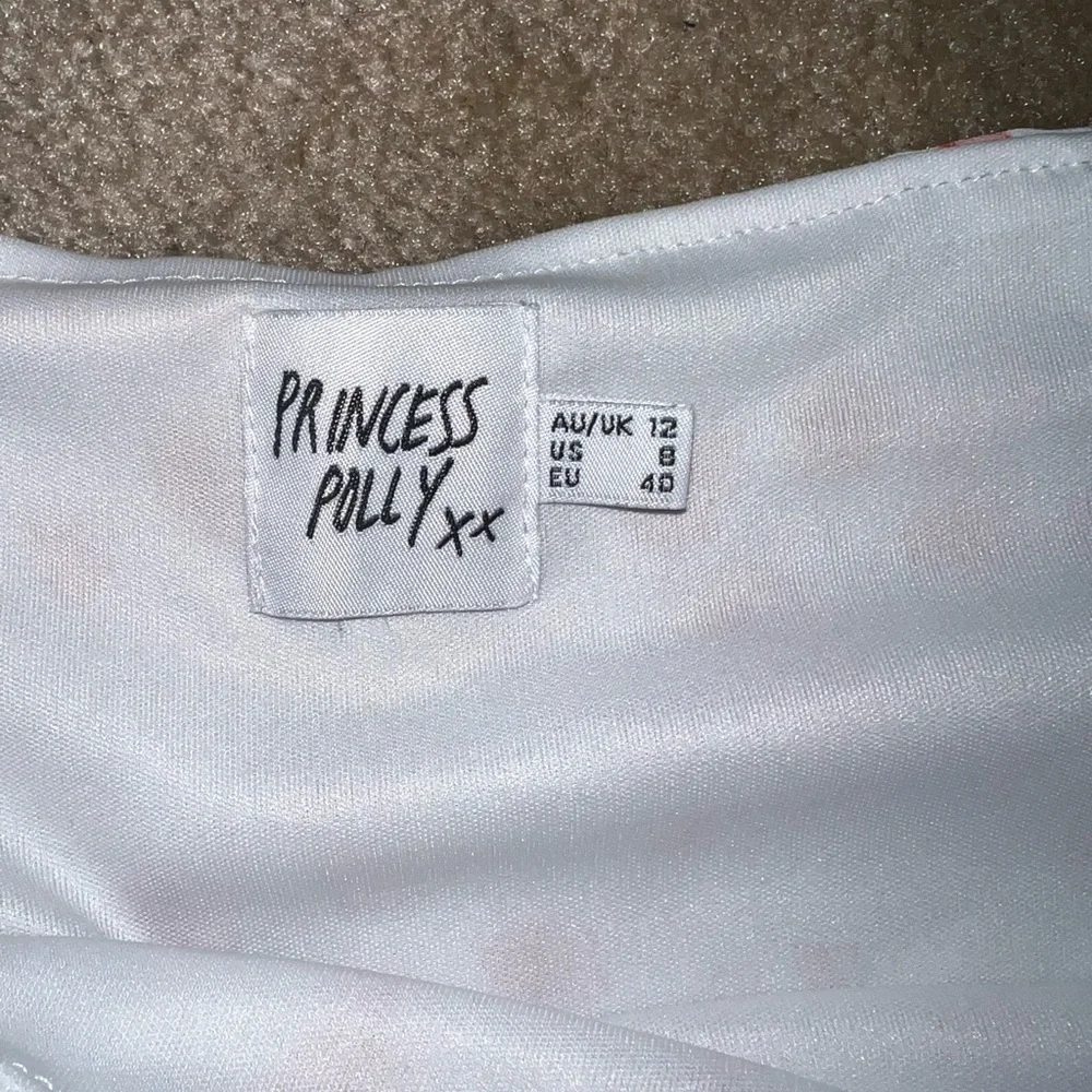 Princess Polly Red & White Floral Ruched Mini Skirt Size 8